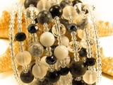 Уникална дамска гривна Black and White от пет вида естествени камъни