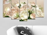 Декоративно пано - картина за стена от 5 части - Букет нежни рози. HD-5064