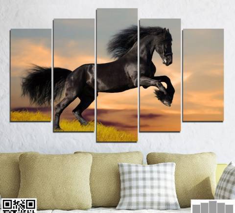 Декоративно пано за стена с буен черен жребец - HD-022 Друго, ПВЦ, По Поръчка - град София | Мебели - снимка 1