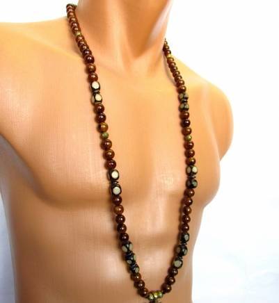 Мъжки гердан от Рудракша и естествени камъни Жадеит - DM-1034 - снимка 3