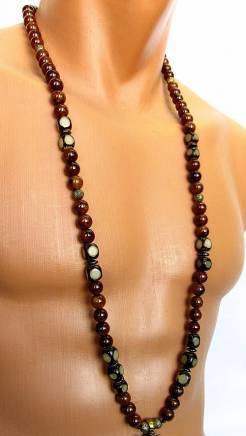 Мъжки гердан от Рудракша и естествени камъни Жадеит - DM-1034 - снимка 4