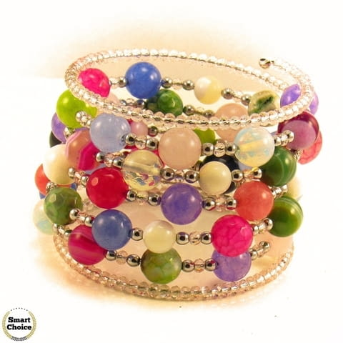 Уникална дамска гривна Джесика от осем вида естествени камъни - снимка 1