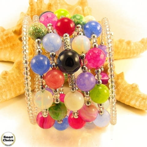 Уникална дамска гривна Джесика от осем вида естествени камъни - снимка 2