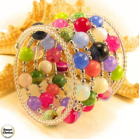 Уникална дамска гривна Джесика от осем вида естествени камъни - снимка 4