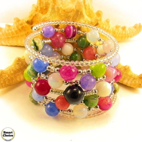 Уникална дамска гривна Джесика от осем вида естествени камъни - снимка 5