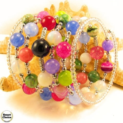 Уникална дамска гривна Джесика от осем вида естествени камъни - снимка 7