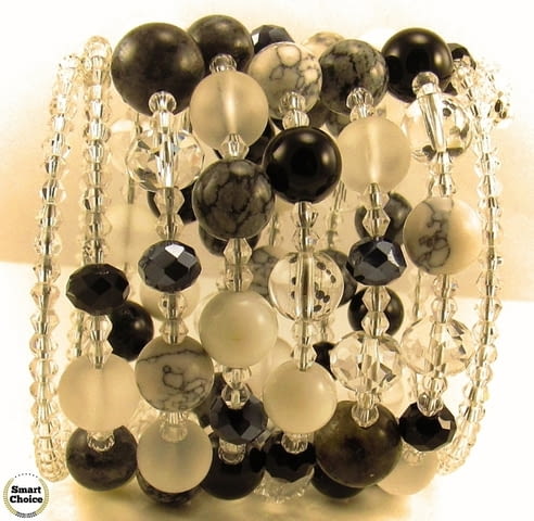 Уникална дамска гривна Black and White от пет вида естествени камъни - снимка 6