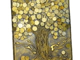 Сувенир - Пано декорация за стена Дървото на парите - 30 см.