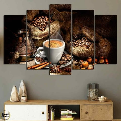 Декоративно пано за стена от 5 части "Всичко за кафето" - HD-827 - снимка 1