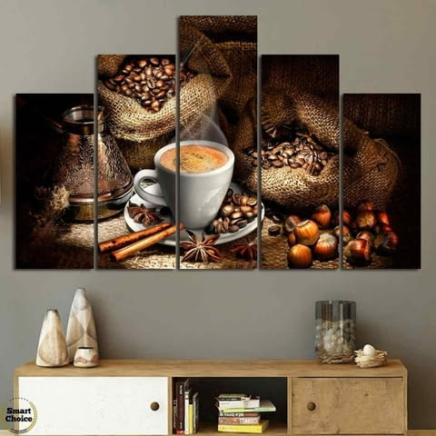 Декоративно пано за стена от 5 части "Всичко за кафето" - HD-827 - снимка 2