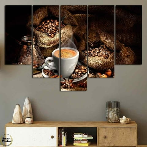 Декоративно пано за стена от 5 части "Всичко за кафето" - HD-827 - снимка 3