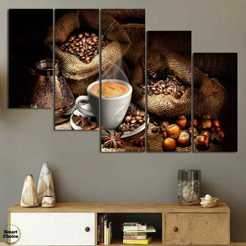 Декоративно пано за стена от 5 части "Всичко за кафето" - HD-827 - снимка 4