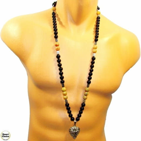 Мъжки гердан от естествени камъни Оникс, Хематит и Яспис - DM-1079 - снимка 4