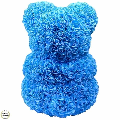 Ръчно изработено мече от рози в синьо 37 см. държащо сърце в 6 цвята - снимка 8