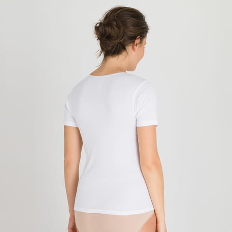 Playtex S, M, L бяла женска 100% памучна тениска с къс ръкав памучни блузи с дантела памучно бельо - снимка 3