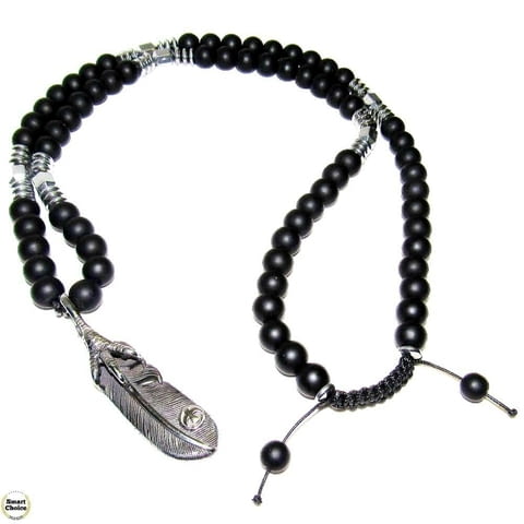 Мъжки гердан от естествени камъни Оникс и Хематит - DM-1082, град София | Колиета / Синджири / Медальони - снимка 1