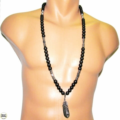 Мъжки гердан от естествени камъни Оникс и Хематит - DM-1082, град София | Колиета / Синджири / Медальони - снимка 2