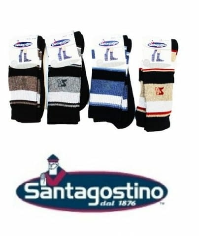 2 чифта Santagostino 41-46 черен-сив, черен-син, черен-бежов италиански памучни мъжки чорапи - снимка 2
