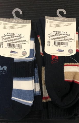 2 чифта Santagostino 41-46 черен-сив, черен-син, черен-бежов италиански памучни мъжки чорапи - снимка 5