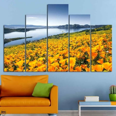 Декоративно пано за стена от 5 части - Пролет в жълто - HD-932 - снимка 2