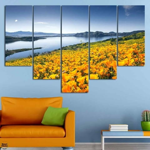 Декоративно пано за стена от 5 части - Пролет в жълто - HD-932 - снимка 3