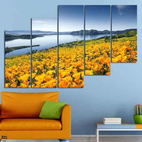 Декоративно пано за стена от 5 части - Пролет в жълто - HD-932 - снимка 5