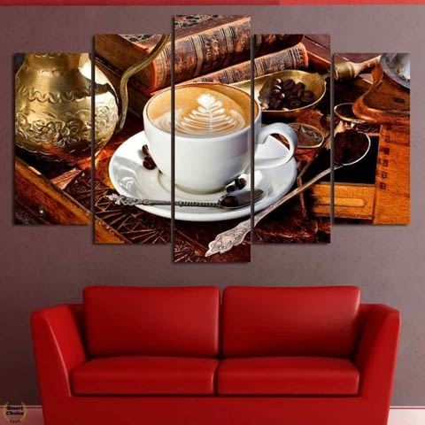 Декоративно пано за стена от 5 части - Изкуството на кафето - HD-832 - снимка 1