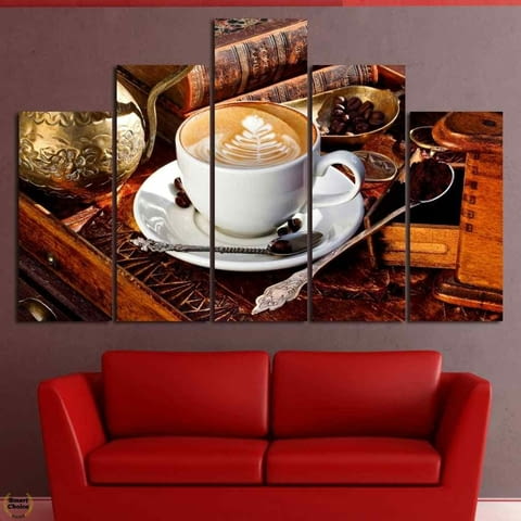Декоративно пано за стена от 5 части - Изкуството на кафето - HD-832 - снимка 2