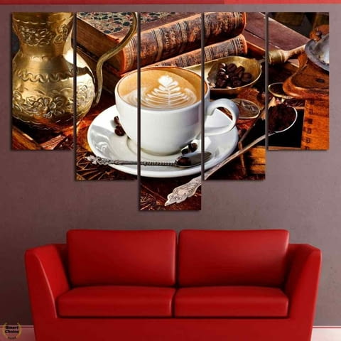 Декоративно пано за стена от 5 части - Изкуството на кафето - HD-832 - снимка 3