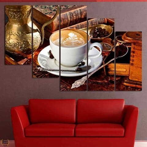 Декоративно пано за стена от 5 части - Изкуството на кафето - HD-832 - снимка 4