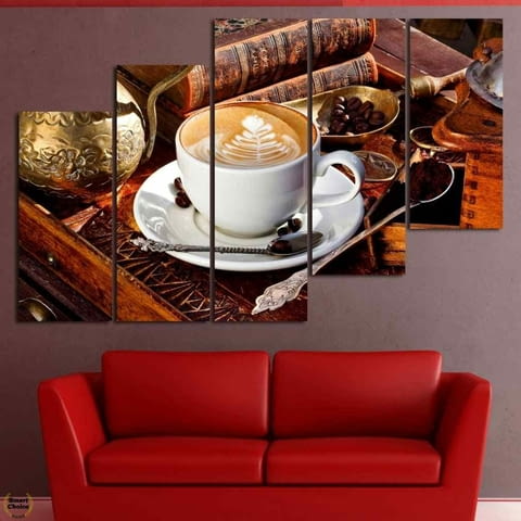 Декоративно пано за стена от 5 части - Изкуството на кафето - HD-832 - снимка 5