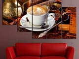 Декоративно пано за стена от 5 части - Изкуството на кафето - HD-832
