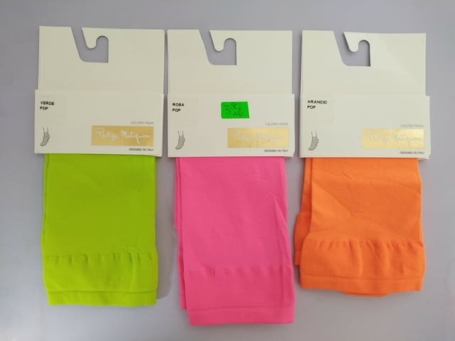 Philippe Matignon светлозелени, оранжеви, яркорозови къси плътни чорапи Филип Матинон цветни чорапи - снимка 3