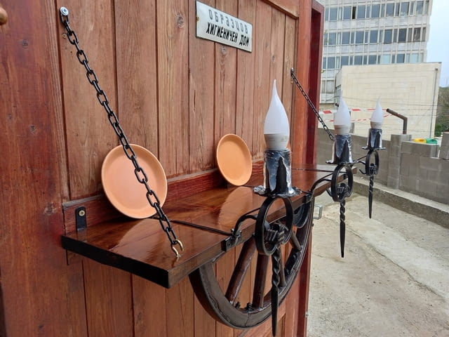 Лампа рафт от колело на каруца - град Кнежа | Осветление - снимка 3