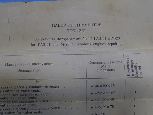 Комплект инструменти за ремонт ГАЗ-51 и М-20, град Пловдив | Промишлено Оборудване - снимка 6