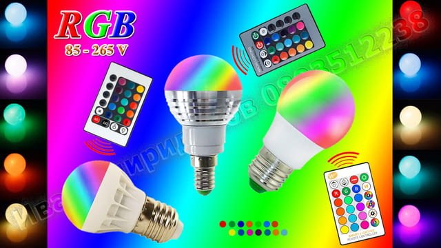 Многоцветна LED крушка с дистанционно управление + ПОДАРЪК батерия CR2025 - снимка 2