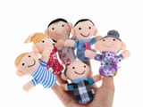 6 малки плюшени фигурки за пръсти куклен театър семейство
