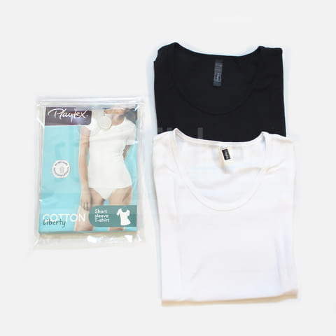 Playtex черни, бели 100%/97% памучни потници, тениски и блузи на едро памучен потник памучна тениска - снимка 3