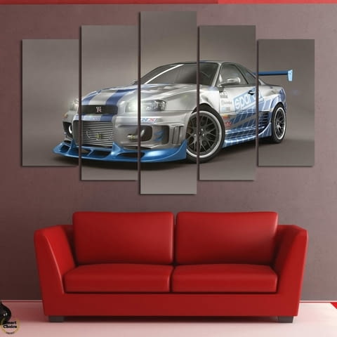 Декоративно пано - картина за стена от 5 части - Nissan Skyline GT-R сив - HD-5036 - снимка 1