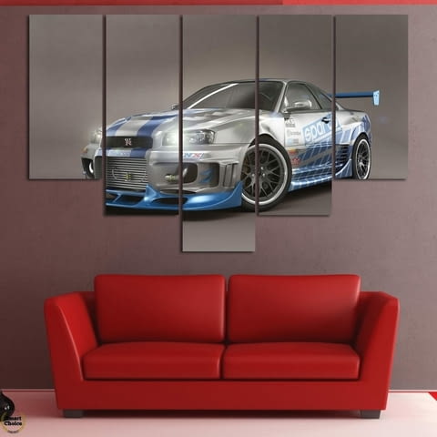 Декоративно пано - картина за стена от 5 части - Nissan Skyline GT-R сив - HD-5036 - снимка 3