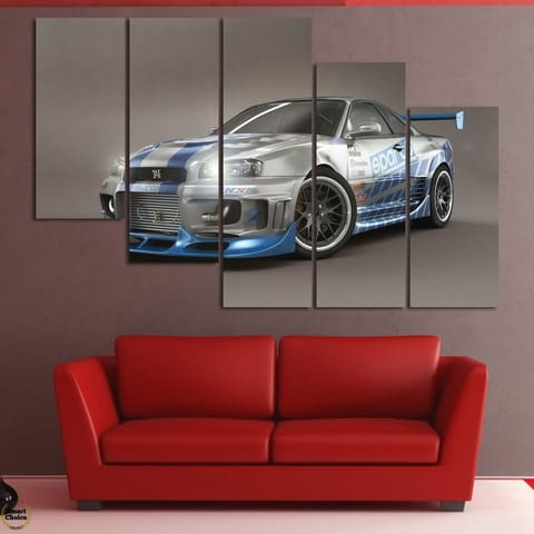 Декоративно пано - картина за стена от 5 части - Nissan Skyline GT-R сив - HD-5036 - снимка 4