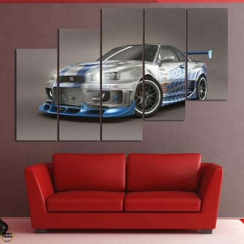 Декоративно пано - картина за стена от 5 части - Nissan Skyline GT-R сив - HD-5036 - снимка 5