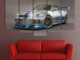 Декоративно пано - картина за стена от 5 части - Nissan Skyline GT-R сив - HD-5036