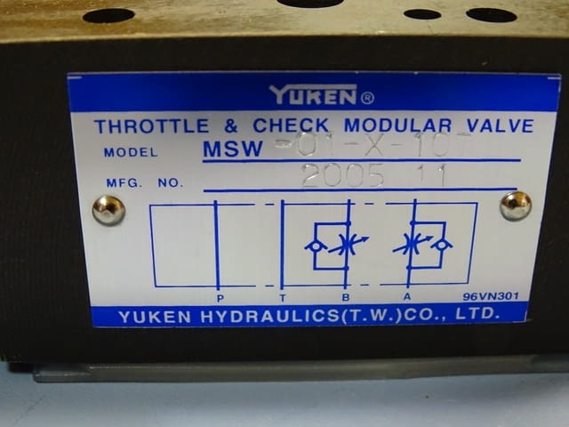 Хидравличен регулатор на дебит YUKEN MSW-01-X-10T, град Пловдив | Машини / Съоръжения - снимка 2