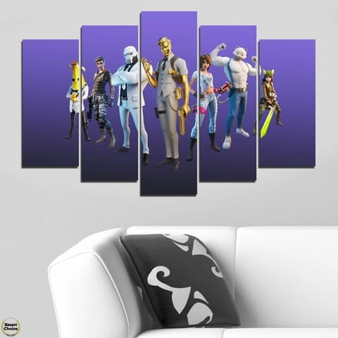 Декоративно пано за стена от 5 части за геймъри - Fortnite Team Ghost - HD-5023 - снимка 1