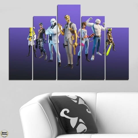 Декоративно пано за стена от 5 части за геймъри - Fortnite Team Ghost - HD-5023 - снимка 2