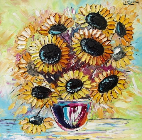 Картина слънчогледи с маслени бои, Картини със слънчогледи – от Даниела Стойкова - снимка 1