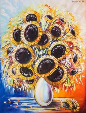 Картина слънчогледи с маслени бои, Картини със слънчогледи – от Даниела Стойкова - снимка 3