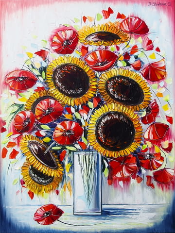 Картина слънчогледи с маслени бои, Картини със слънчогледи – от Даниела Стойкова - снимка 4