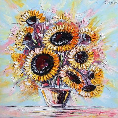 Картина слънчогледи с маслени бои, Картини със слънчогледи – от Даниела Стойкова - снимка 5